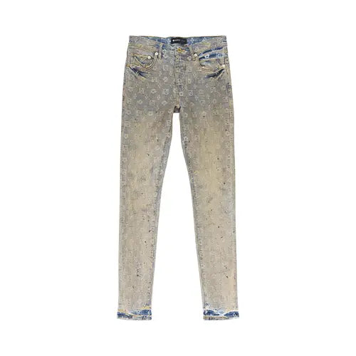 PURPLE BRAND Monogram Oil Repair Skinny Jeans 'Indigo'