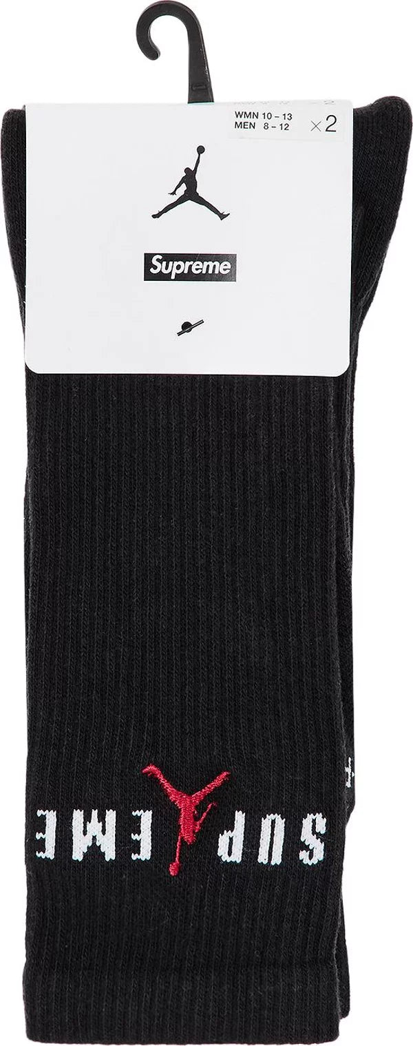レッグウェア Supreme x Jordan Crew Socks Black Supreme Jordan Crew Socks (2 Pack) Black/White - FW24 - US