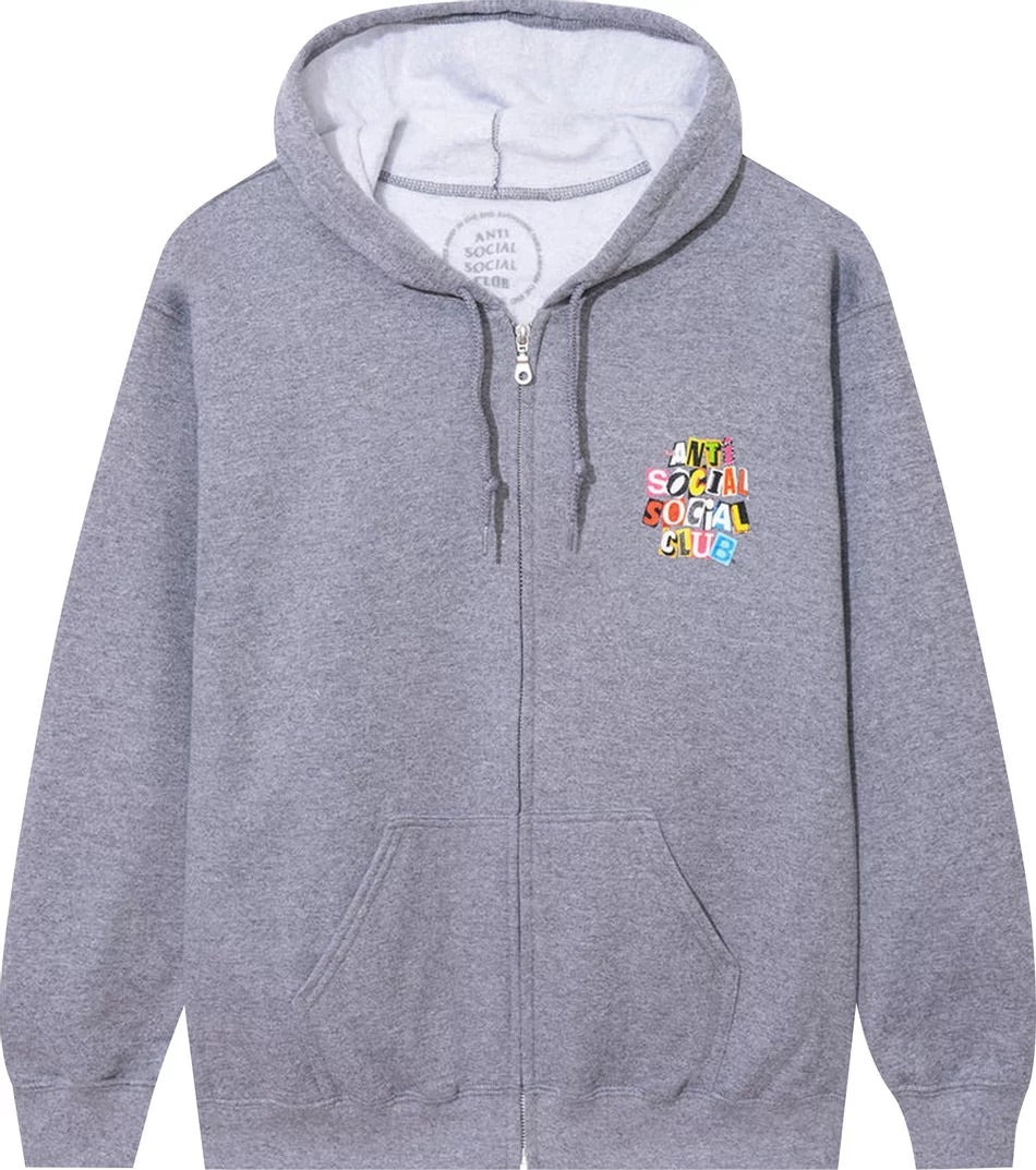 Anti Social Social Club - Torn Pages Of Our Story Zip Hoodie 'Heather Grey'