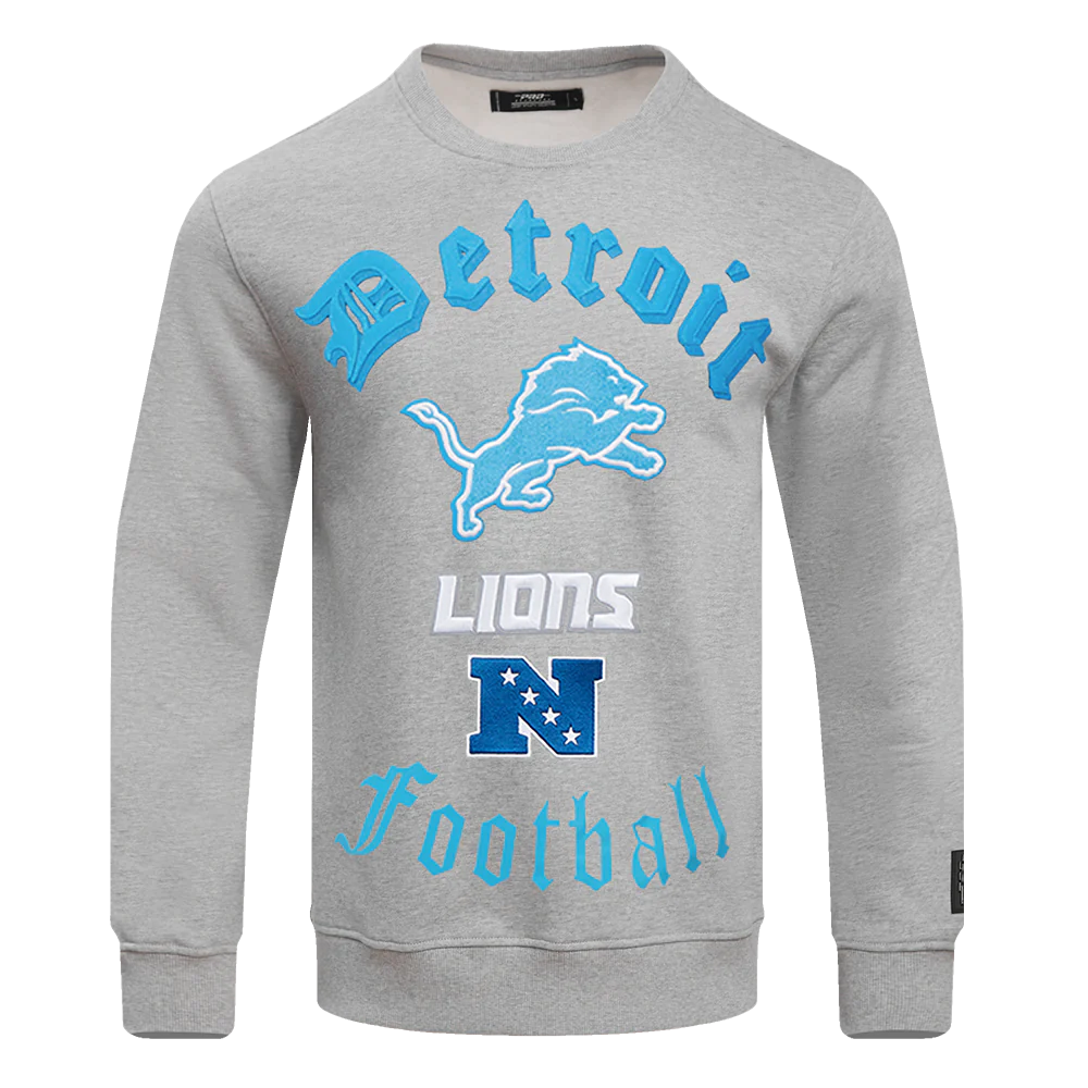 NFL DETROIT LIONS OLD ENGLISH MEN'S CREWNECK 'Grey'