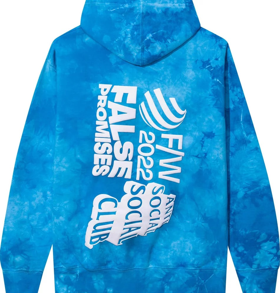 Anti Social Social Club - False Promises Tie Dye Hoodie 'Blue'