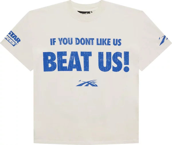Hellstar - Beat Us! T-Shirt 'White/Blue'