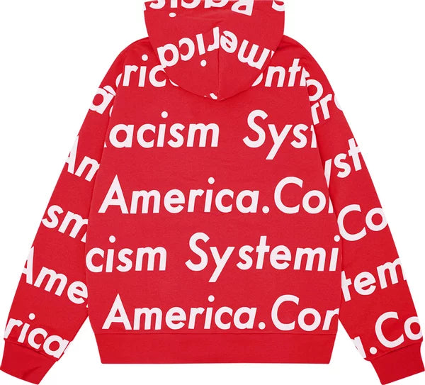 Denim Tears - x Arthur Rafa Systemic Racism Controls America Zip Up Hoodie Red