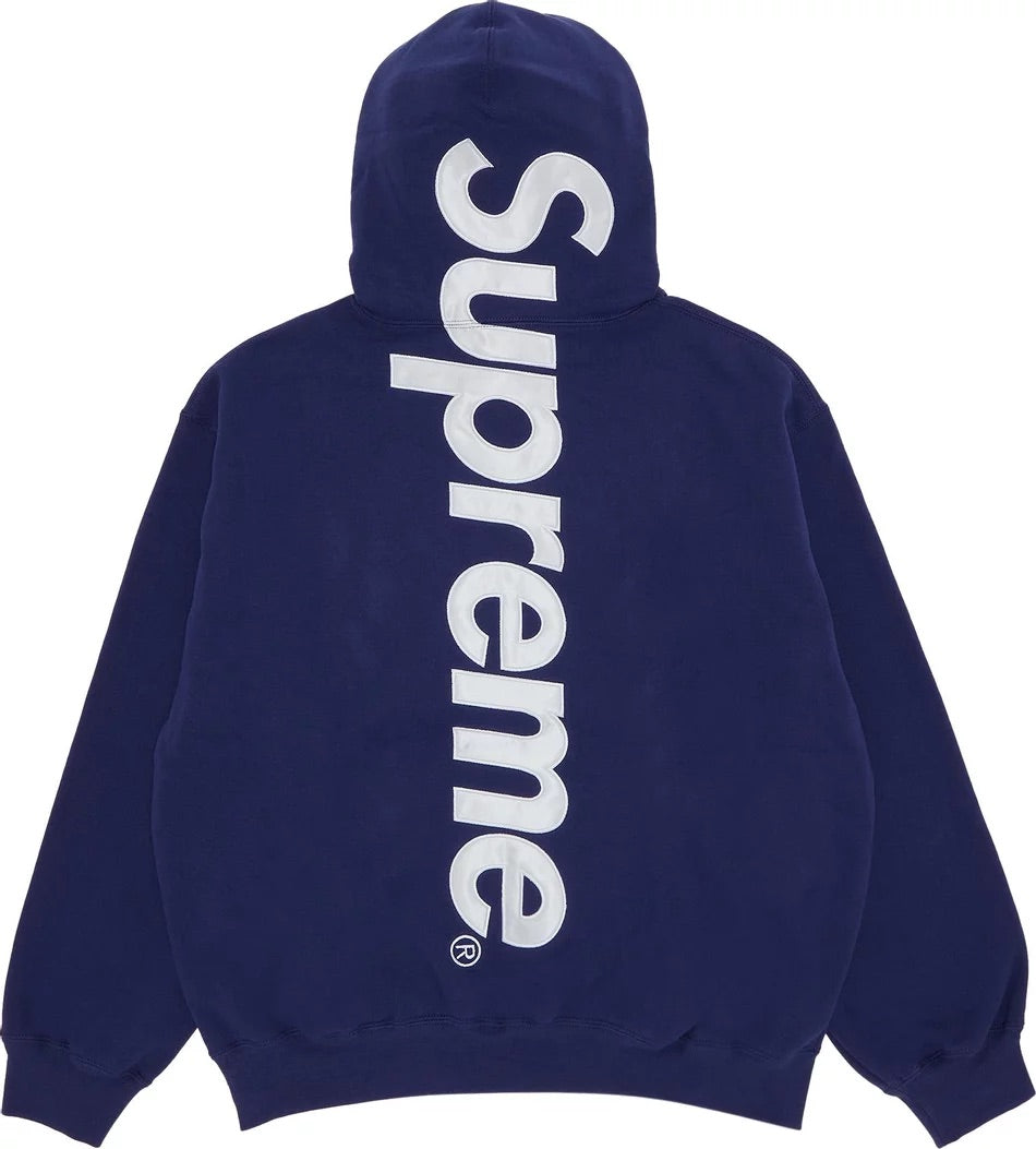 Supreme - Satin Appliqu Hooded Sweatshirt 'Washed Navy'