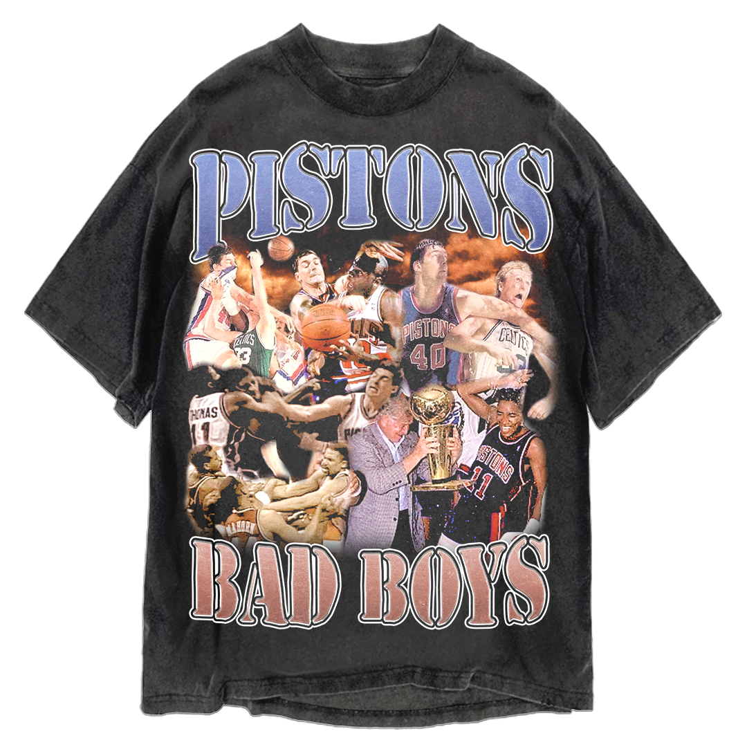 UNLICENSED X DETROIT PISTONS BAD BOYS BLACK T-SHIRT