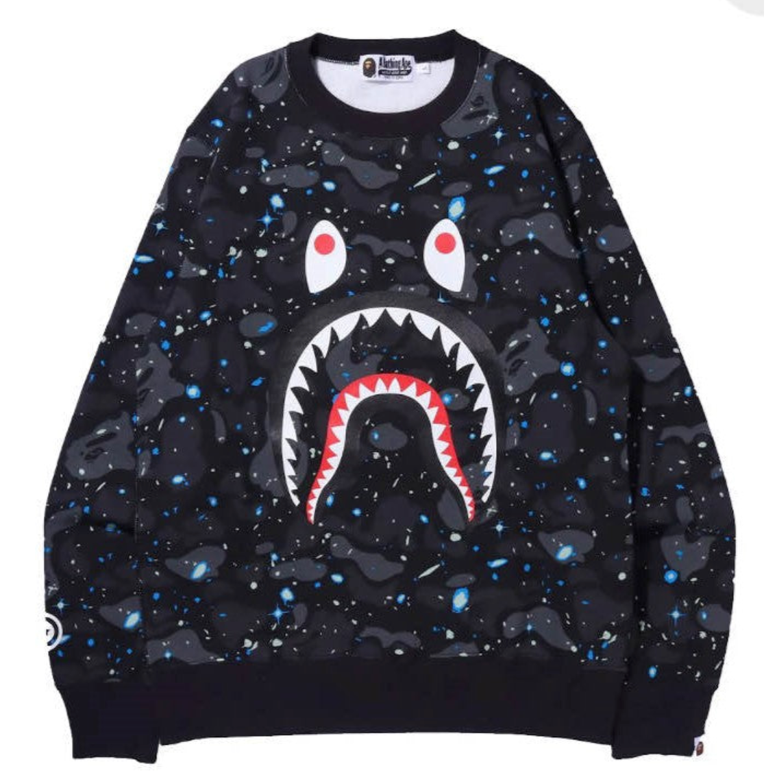 Bape Space Camo Shark Crewneck Mens