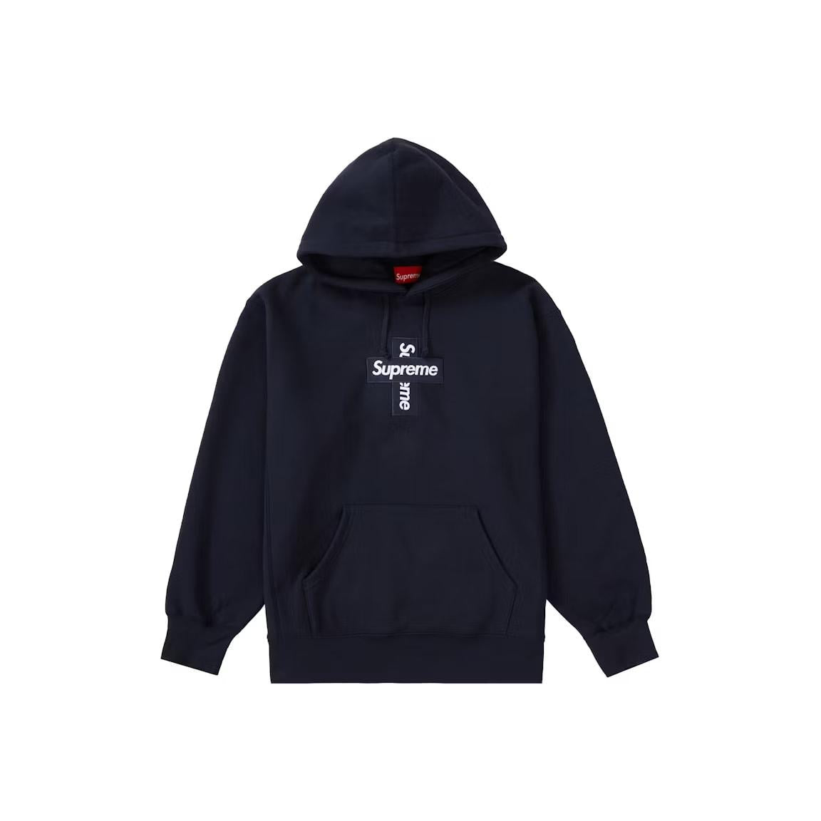Supreme Cross Box Logo Hooded Sweatshirt Navy