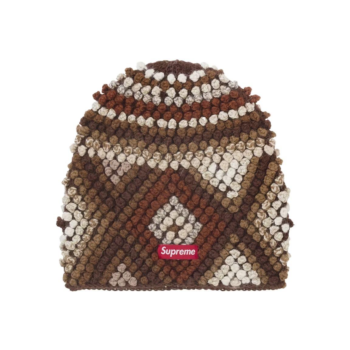 Supreme Textured Knit Beanie Brown