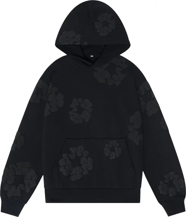 Denim Tears - Cotton Wreath Hooded Sweatshirt 'Black Monochrome'