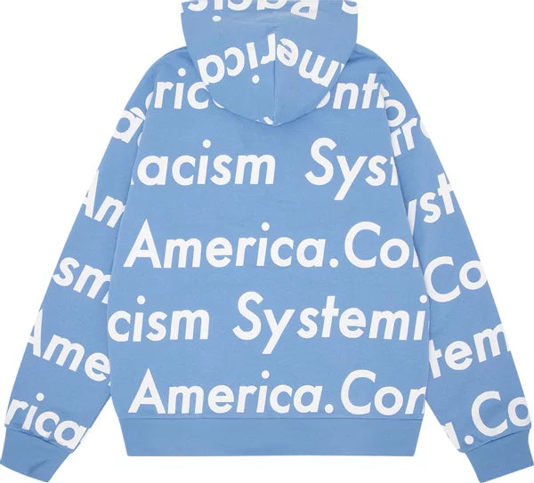 Denim Tears - x Arthur Rafa Systemic Racism Controls America Zip Up Hoodie Blue