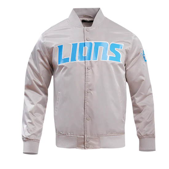 PRO STANDARD NFL DETROIT LIONS BIG LOGO MEN'S SATIN JACKET - GREY