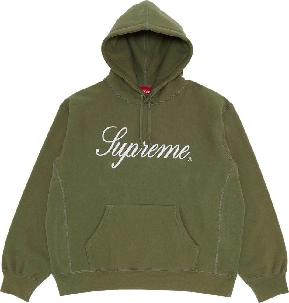 Supreme - Raised Script Hooded Sweatshirt 'Olive'