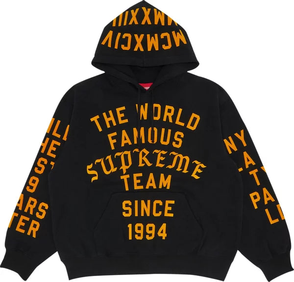 Supreme - Team Flocked Hooded Sweatshirt 'Black'
