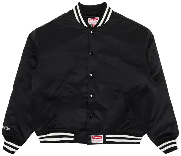 Supreme Mitchell & Ness Satin Varsity Jacket (FW24) - Black