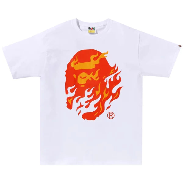 BAPE Flame Ape Head Tee 'White/Red'