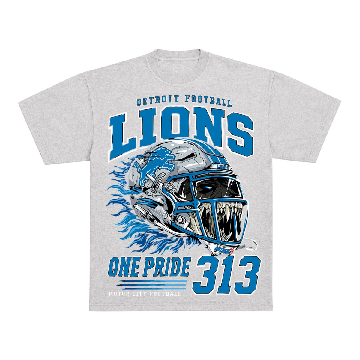 Detroit X Exclusive Lions 313 Grey Heavyweight T-shirt