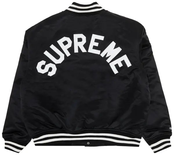 Supreme Mitchell & Ness Satin Varsity Jacket (FW24) - Black