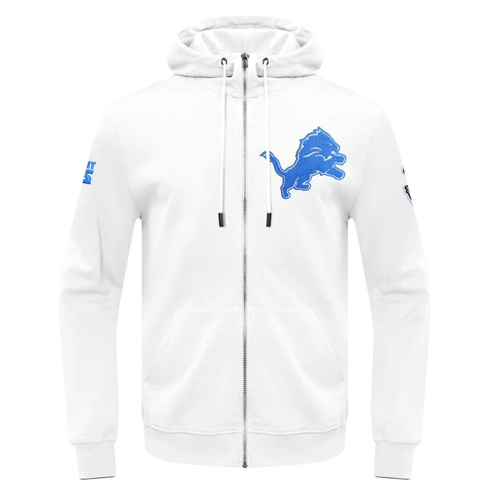 NFL DETROIT LIONS CLASSIC CHENILLE MEN'S DK FZ PO HOODIE 'White'
