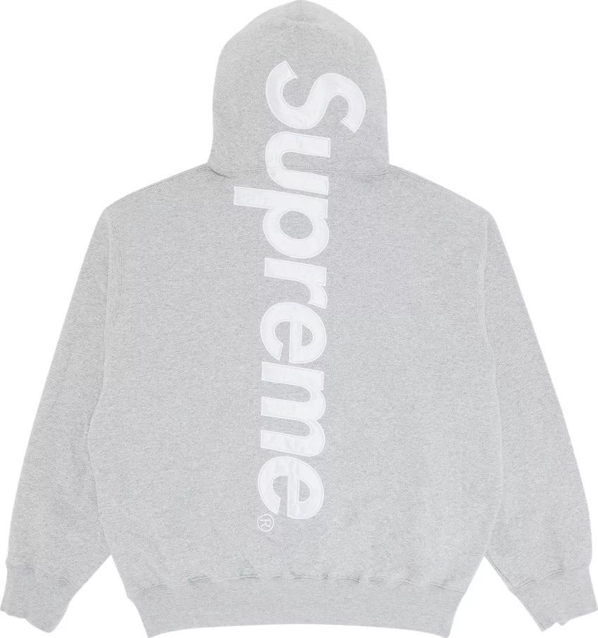 Supreme Satin Applique Hooded Sweatshirt (FW24) Heather Grey