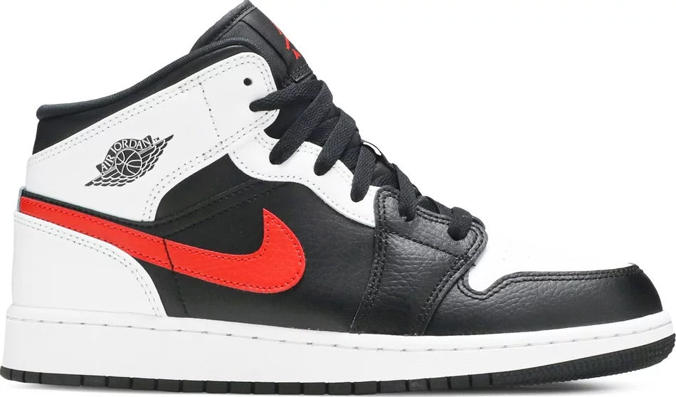 Jordan 1 Mid White Black Chile Red (GS) - 554725-075