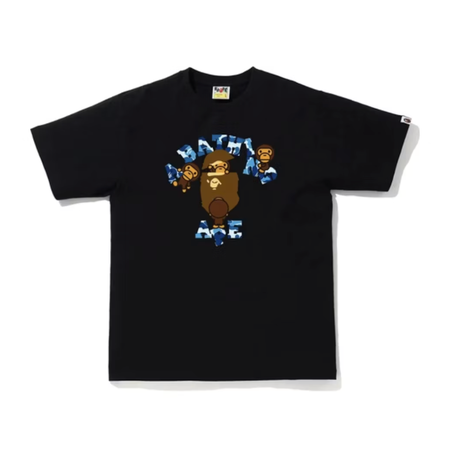 BAPE CHECK COLLEGE MILO TEE (Black/Blue)