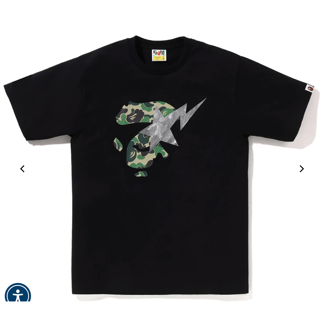 BAPE ABC CAMO APE FACE STA TEE (Black/Green)