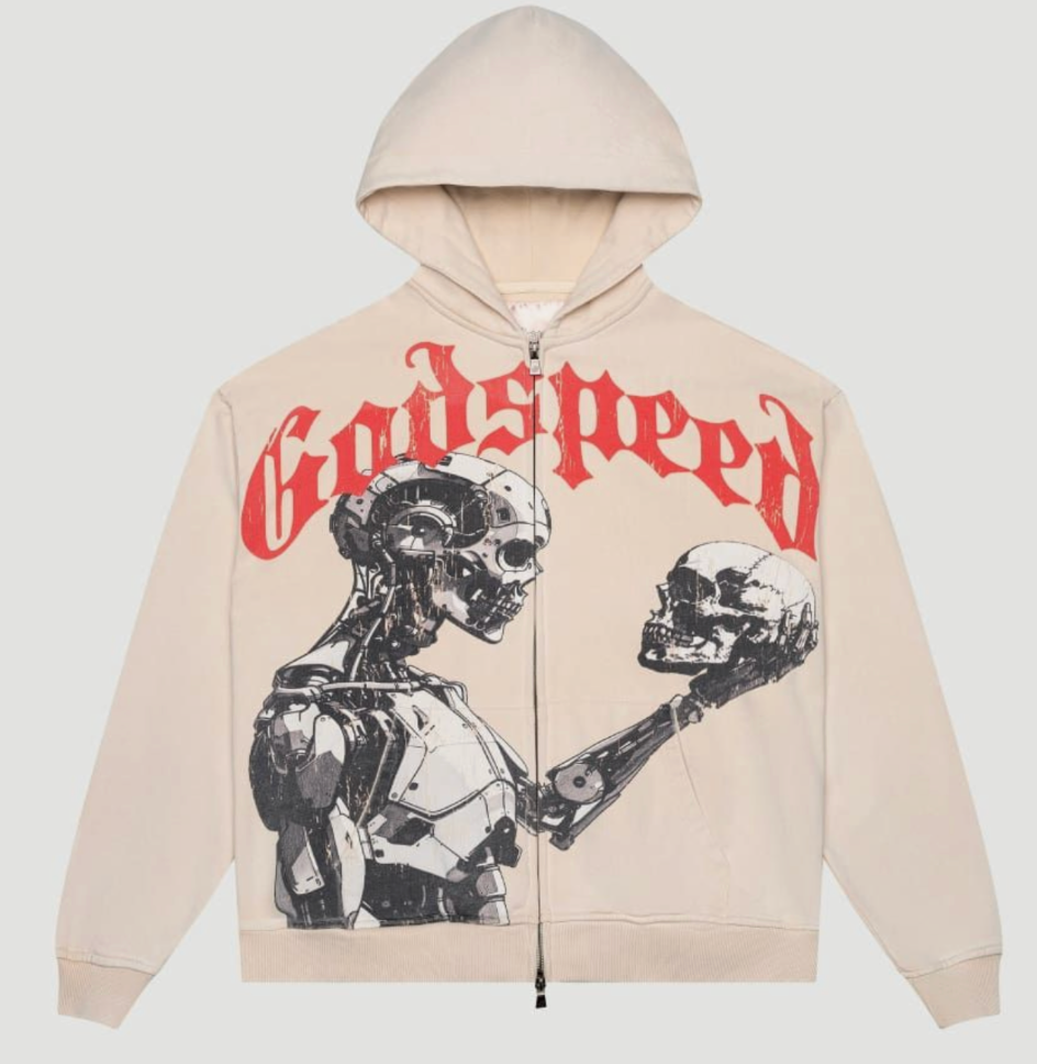 Godspeed - Mankind vs Ai Zip Up Hoodie (Bone)