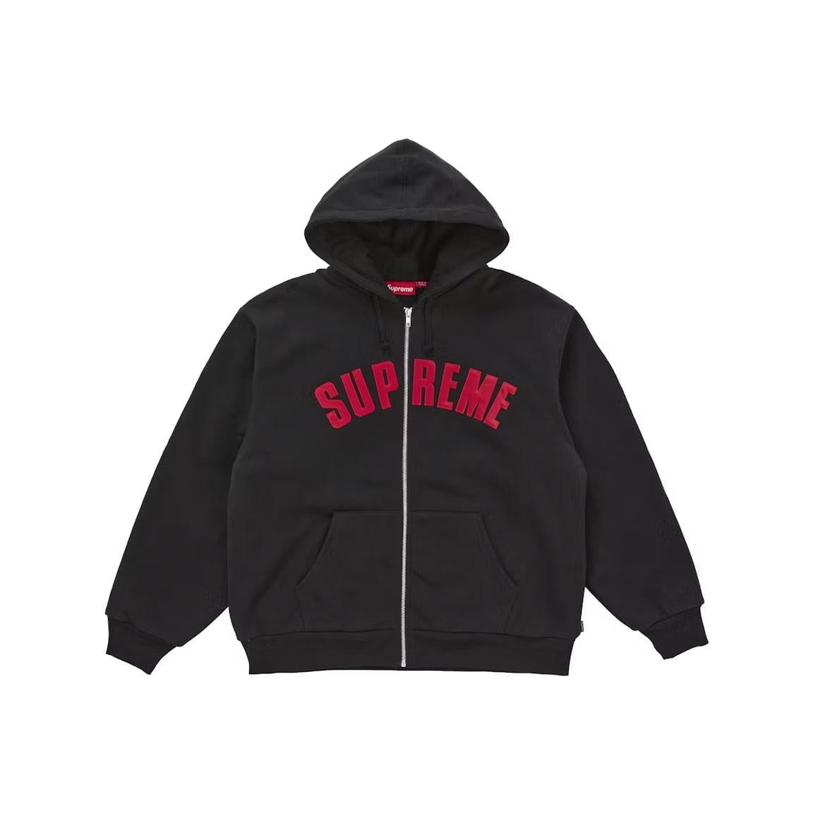 Supreme Arc Thermal Lined Zip Up Hooded Sweatshirt Black