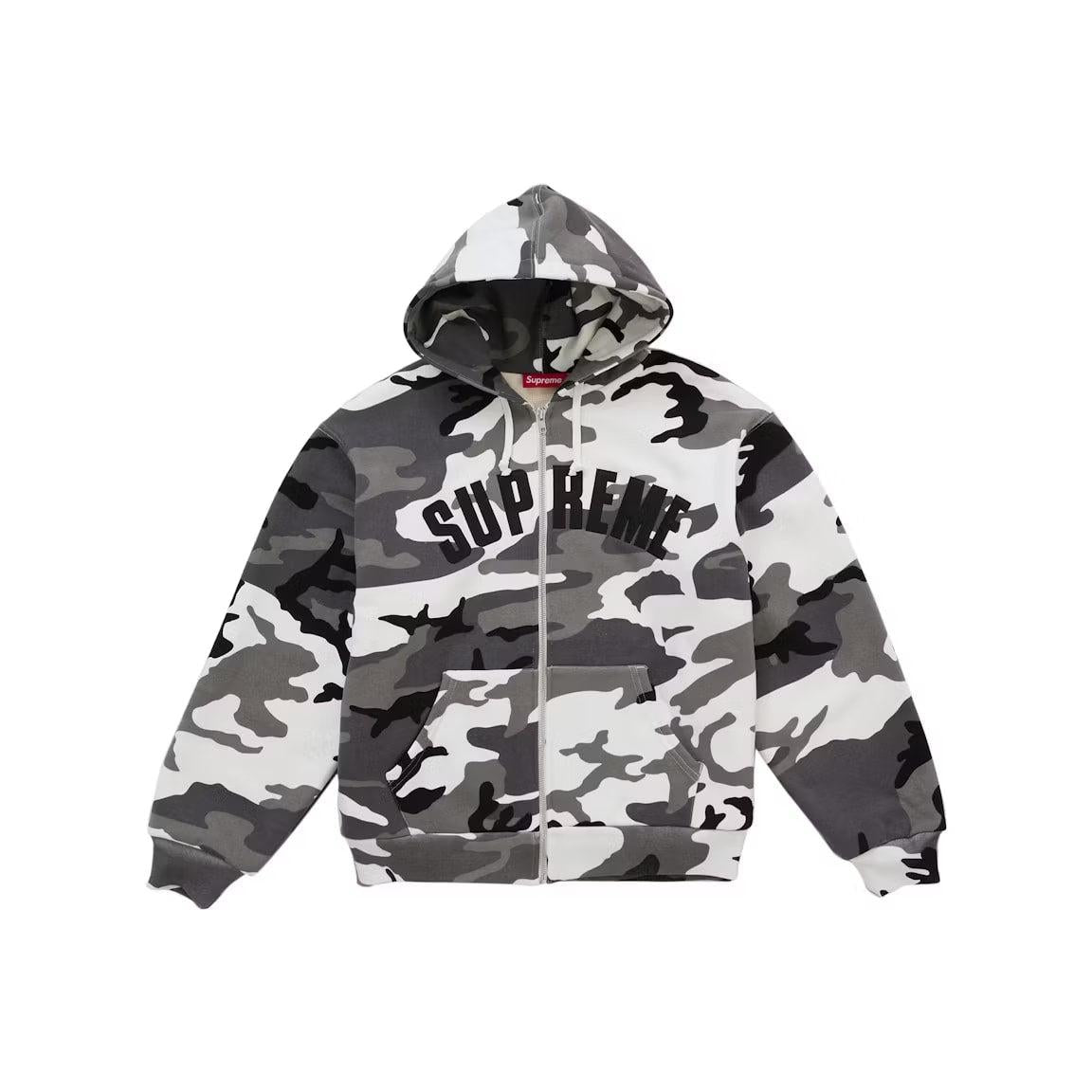 Supreme Arc Thermal Lined Zip Up Hooded Sweatshirt Snow Camo