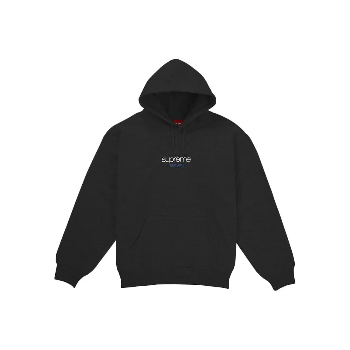 Supreme Classic Logo New York Shop Hooded Sweatshirt Black