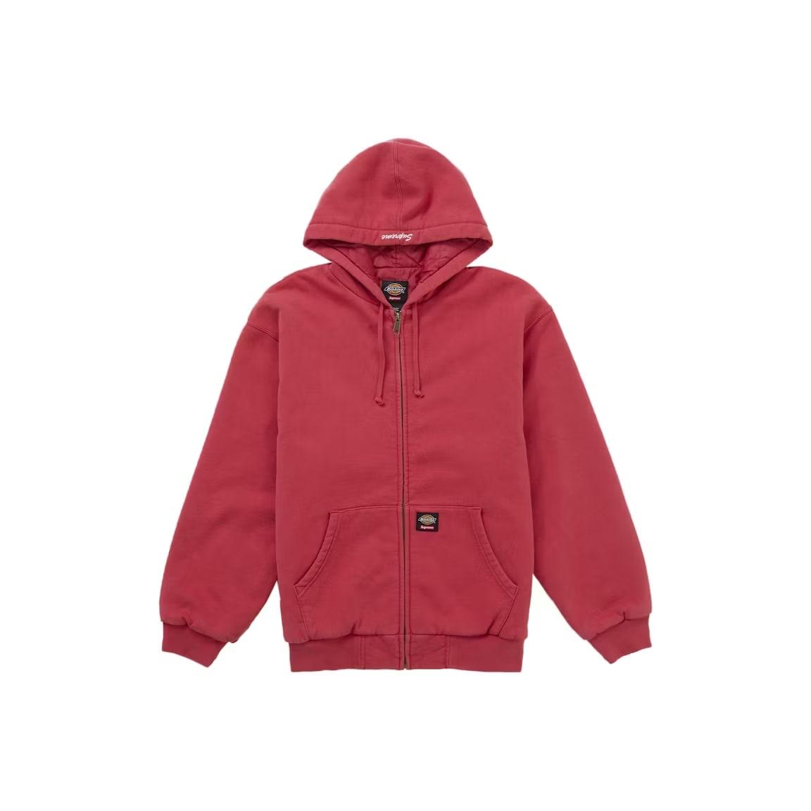 Supreme Dickies Quilted Lined Zip Up Hooded Sweatshirt (FW25) Red