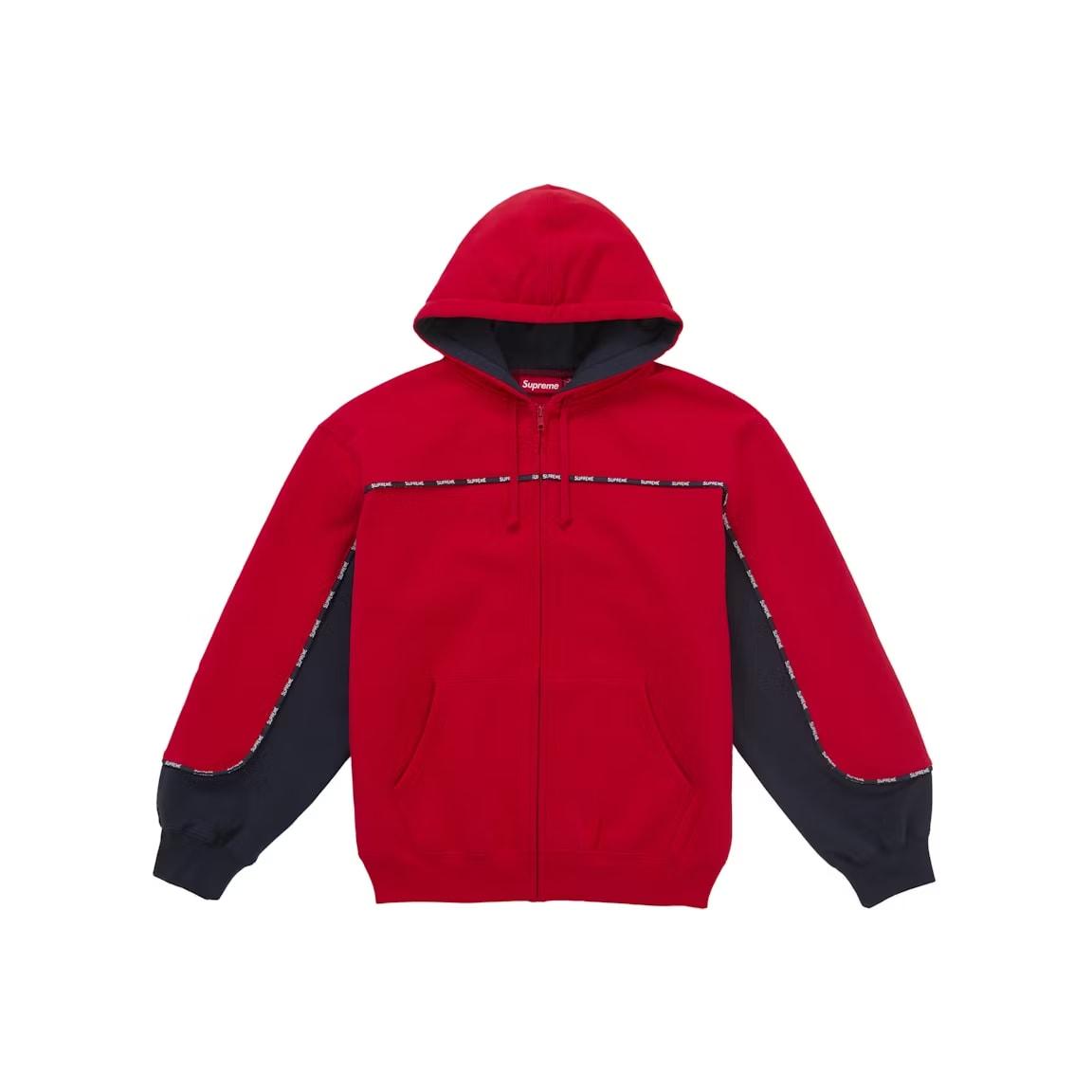 Supreme Piping Zip Up Hooded Sweatshirt Red
