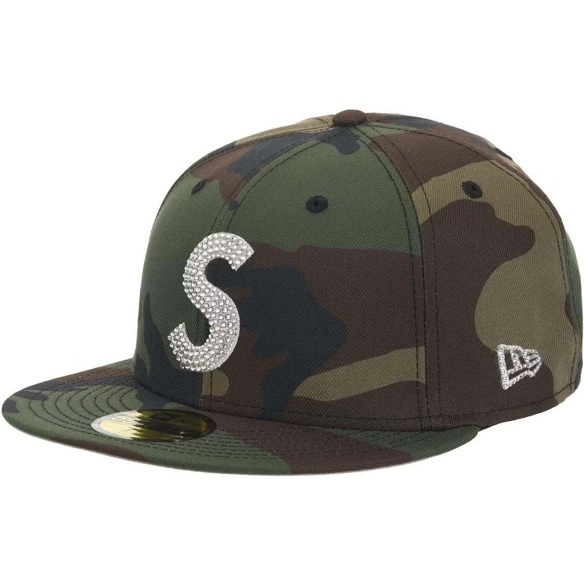 Supreme Swarovski S Logo New Era 59Fifty Fitted Hat Woodland Camo