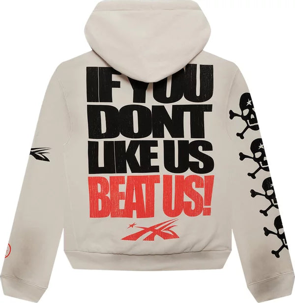 Hellstar - If You Dont Like Us Beat Us Hoodie 'White'