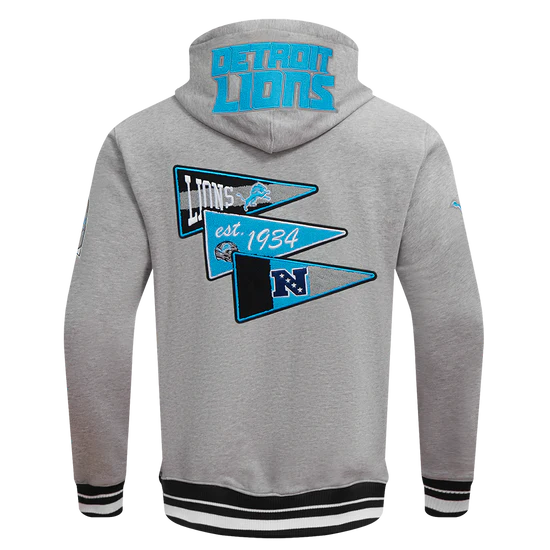 Pro Standard - NFL DETROIT LIONS TEAM PENNANTS MEN'S RIB FLEECE PULLOVER HOODIE - Grey