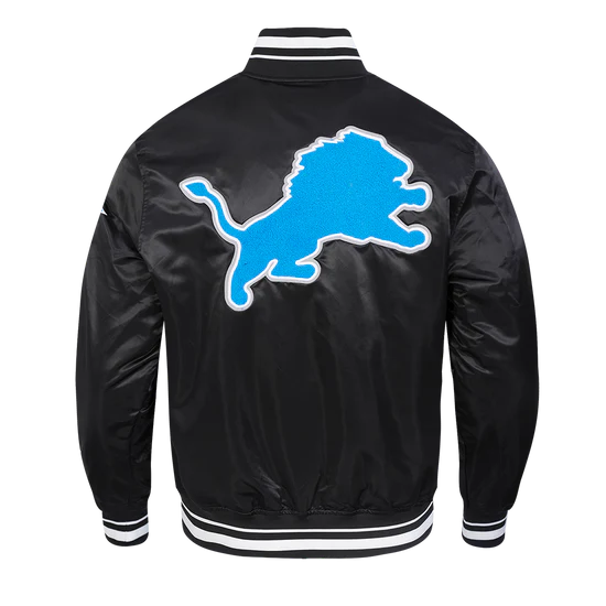PRO STANDARD NFL DETROIT LIONS RETRO CLASSIC MEN'S RIB SATIN JACKET - BLACK