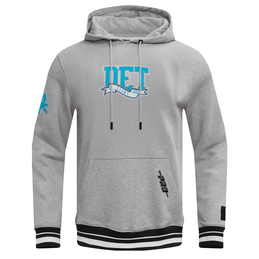 Pro Standard - NFL DETROIT LIONS TEAM PENNANTS MEN'S RIB FLEECE PULLOVER HOODIE - Grey