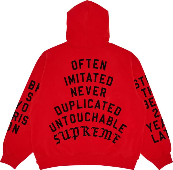 Supreme - Team Flocked Hooded Sweatshirt 'Bright Red'