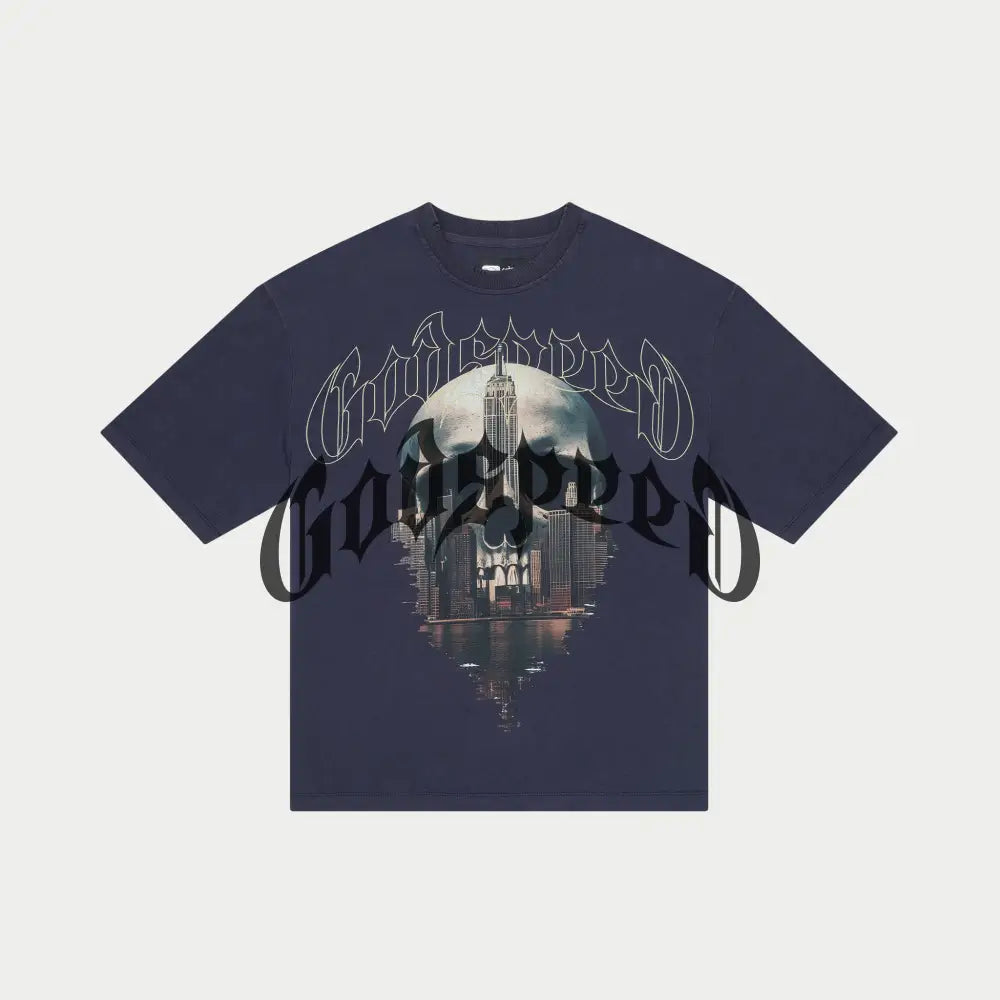 Godspeed Skyline T shirt- Navy Wash