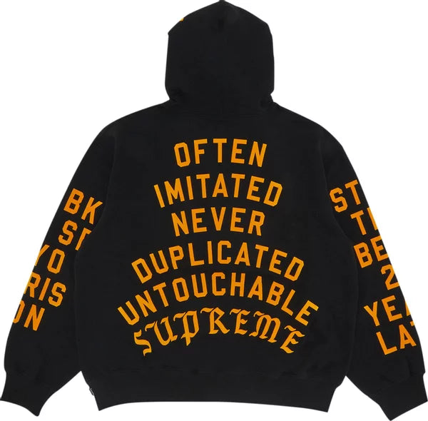 Supreme - Team Flocked Hooded Sweatshirt 'Black'